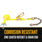 10' tow truck strap -  zinc coated hardware resists corrosion