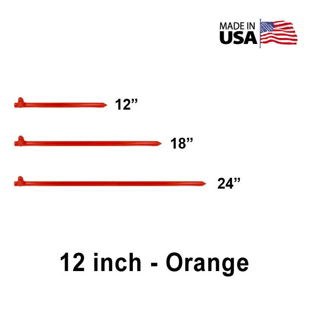 5/8" x  12" Tent Stake - Hot Forged Tent Pin - Orange