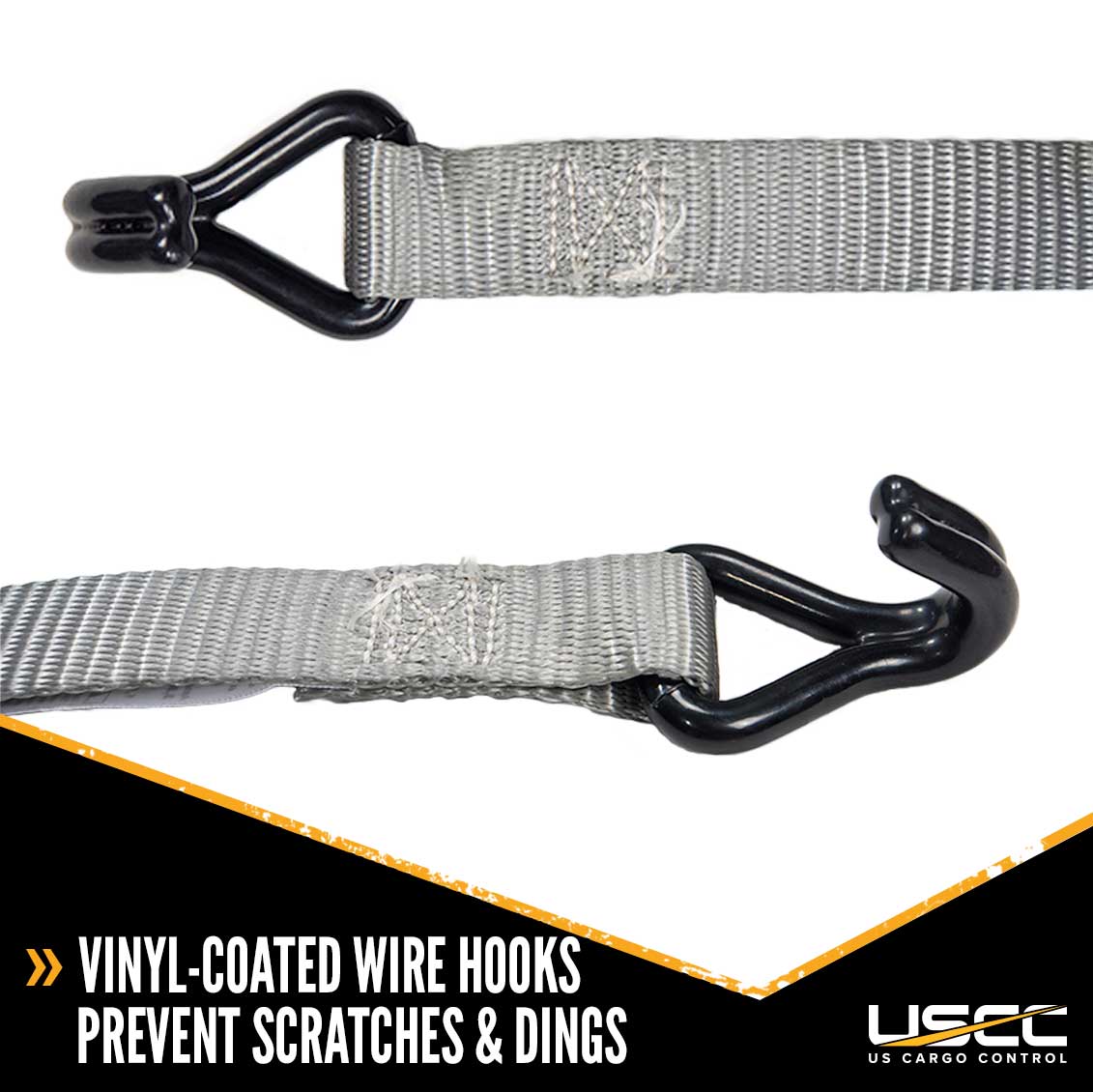 1" x 20' Rubber Coated Ratchet Strap w/ Vinyl Coated Wire Hooks