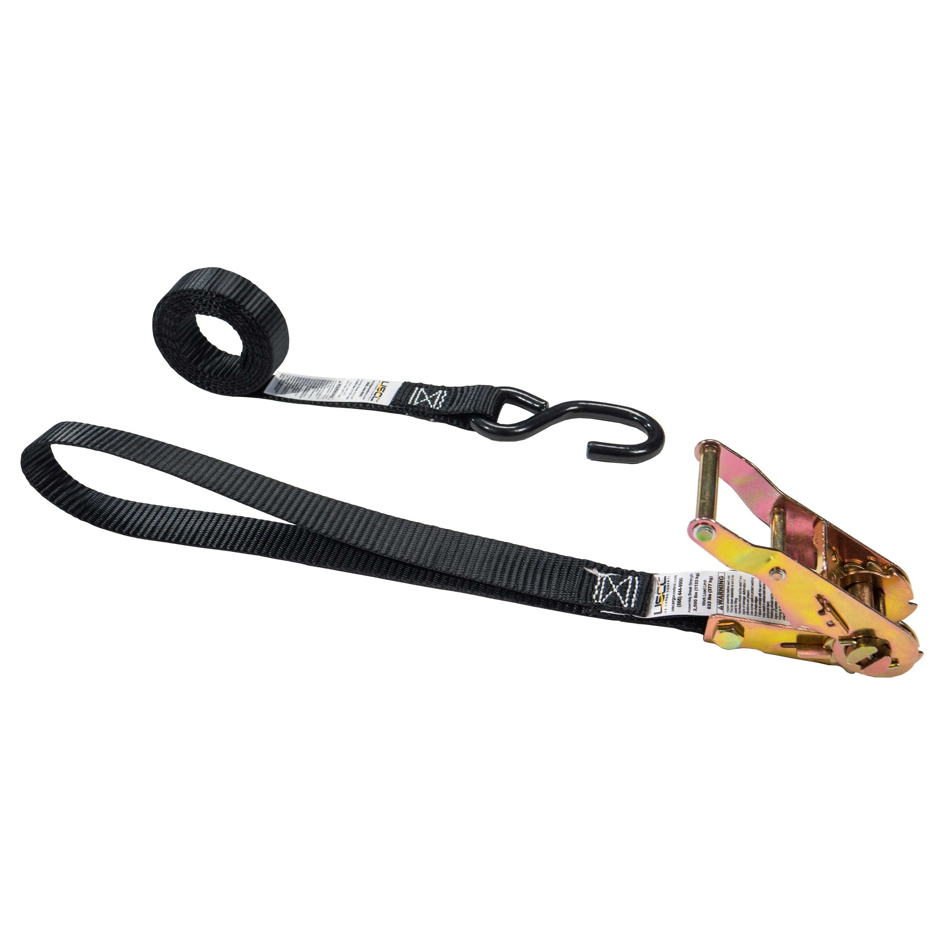 Motorcycle tie down system -1 x 6' ratchet strap w/ sewn loop