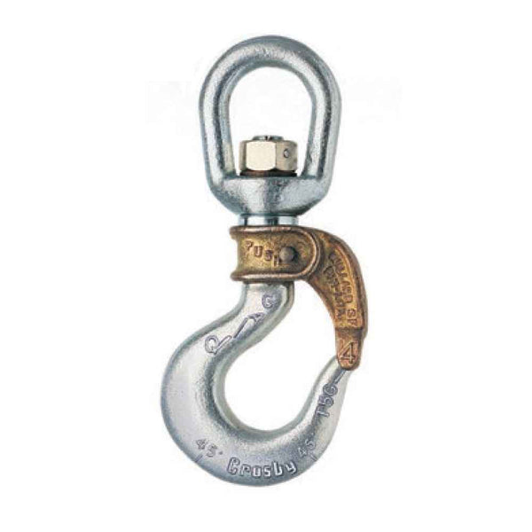 Clasp, self-closing hook, imitation rhodium-finished steel and pewter  (zinc-based alloy), 27x17mm with swivel. Sold per pkg of 4. - Fire Mountain  Gems and Beads