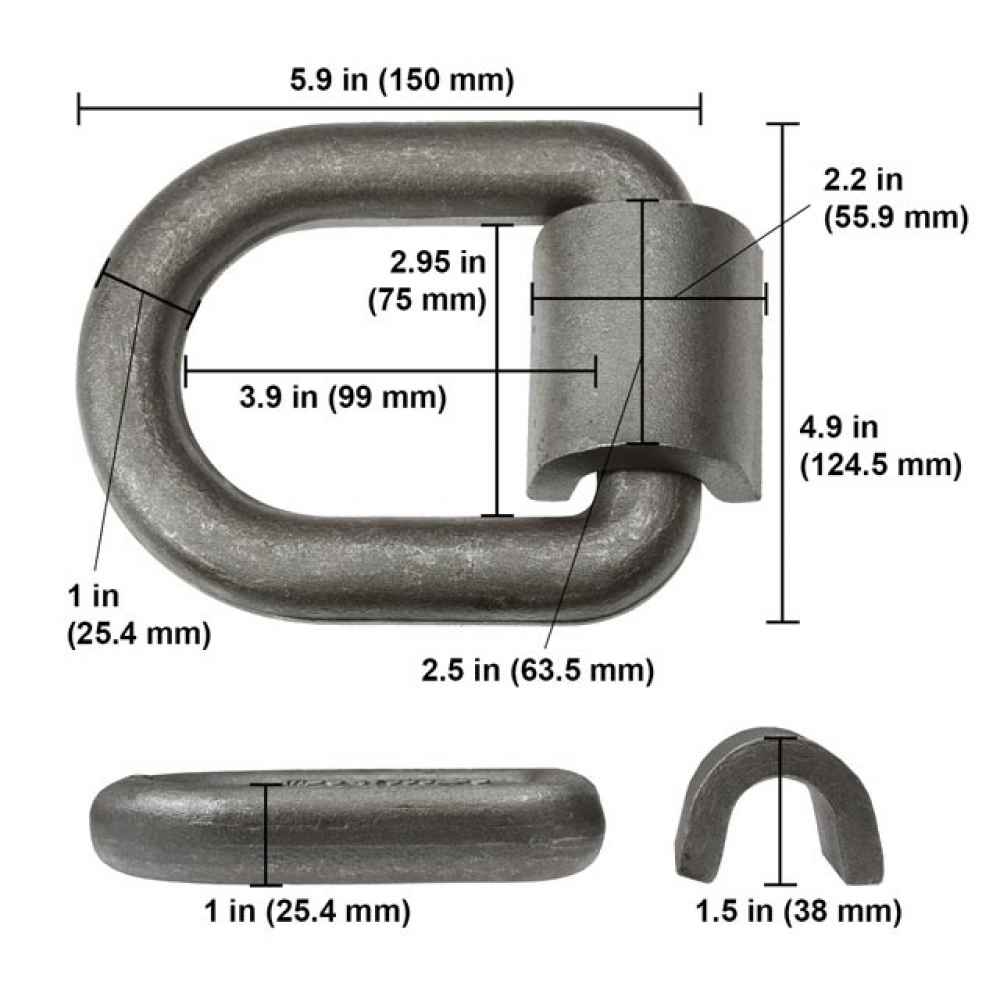 10-Pack - Heavy Duty, Weld-On, 1 Inch Forged Tie-Down D-Ring