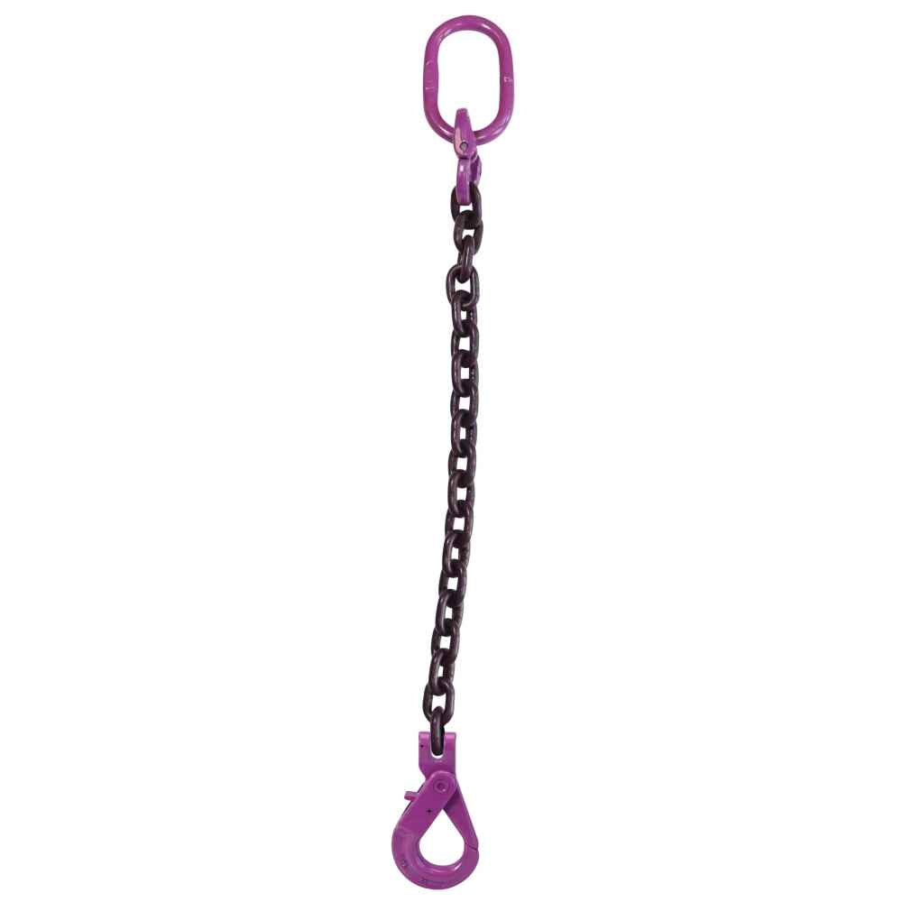 58 inch x 4 foot Single Leg Chain Sling w SelfLocking Hook Grade 100 image 1 of 3