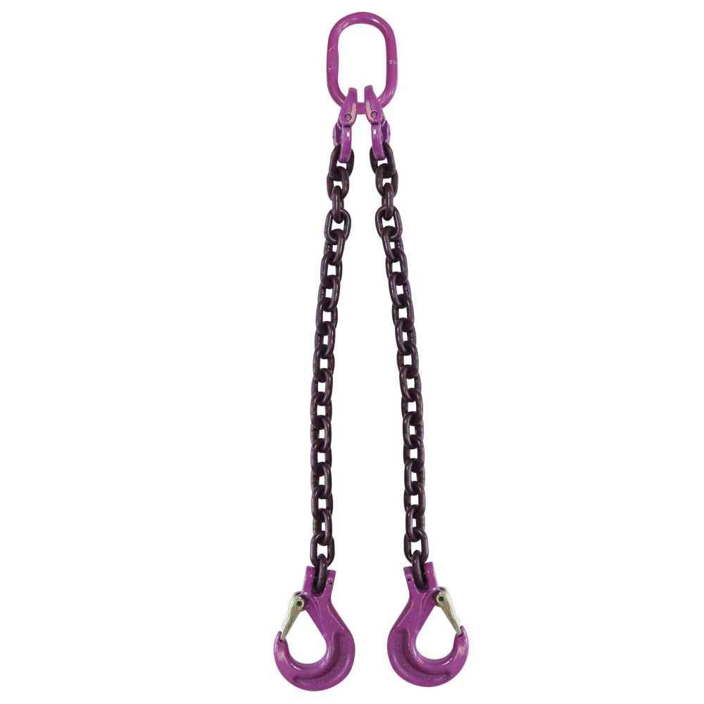 5/16" x 18' - 2 Leg Chain Sling w/ Sling Hooks - Grade 100