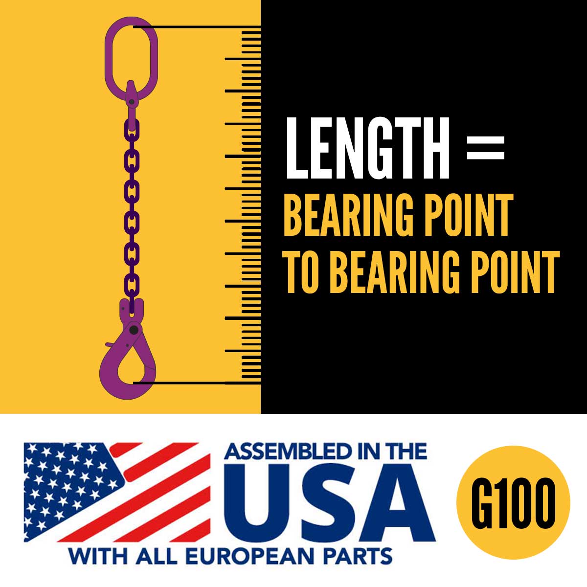 1/2" x 10' - Adjustable 2 Leg Chain Sling w/ Self-Locking Hooks - Grade 100 image 5 of 8