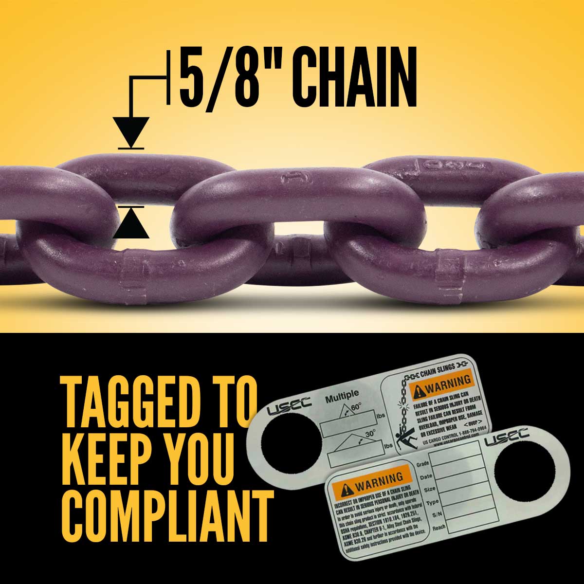 5/8" x 15' - Adjustable 2 Leg Chain Sling w/ Self-Locking Hooks - Grade 100 image 4 of 8