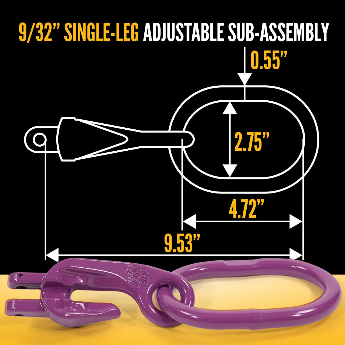 9/32" x 15' - Adjustable Single Leg Chain Sling w/ Self-Locking Hook - Grade 100 image 7 of 8