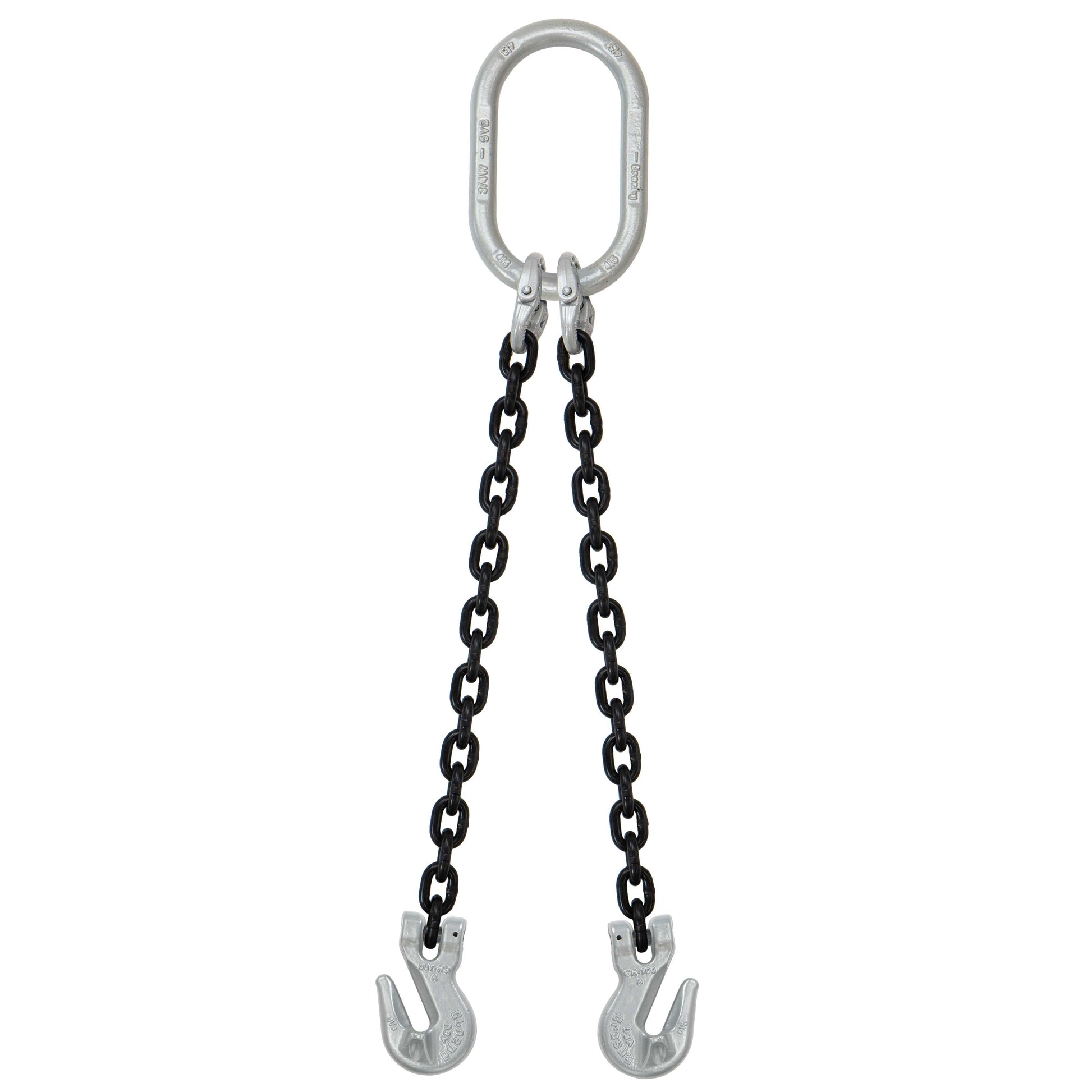 34 inch x 16 foot Crosby 2 Leg Chain Sling w Grab Hooks Grade 100 image 1 of 2