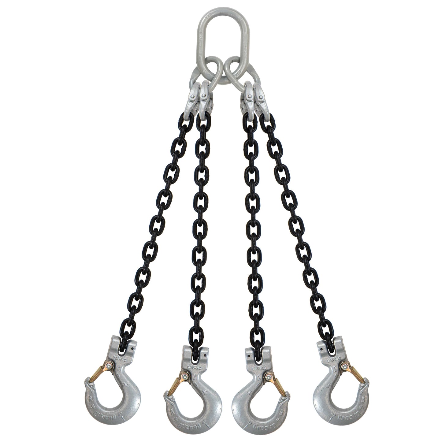 34 inch x 8 foot Crosby 4 Leg Chain Sling w Sling Hooks Grade 100 image 1 of 2