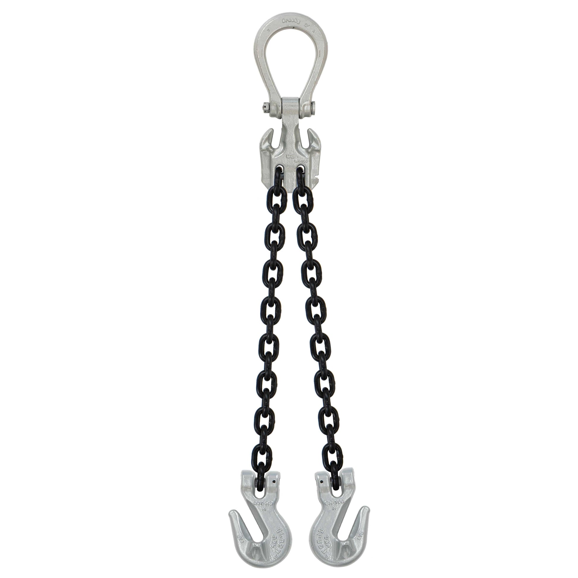 58 inch x 15 foot Domestic Adjustable 2 Leg Chain Sling w Crosby Grab Hooks Grade 100 image 1 of 2