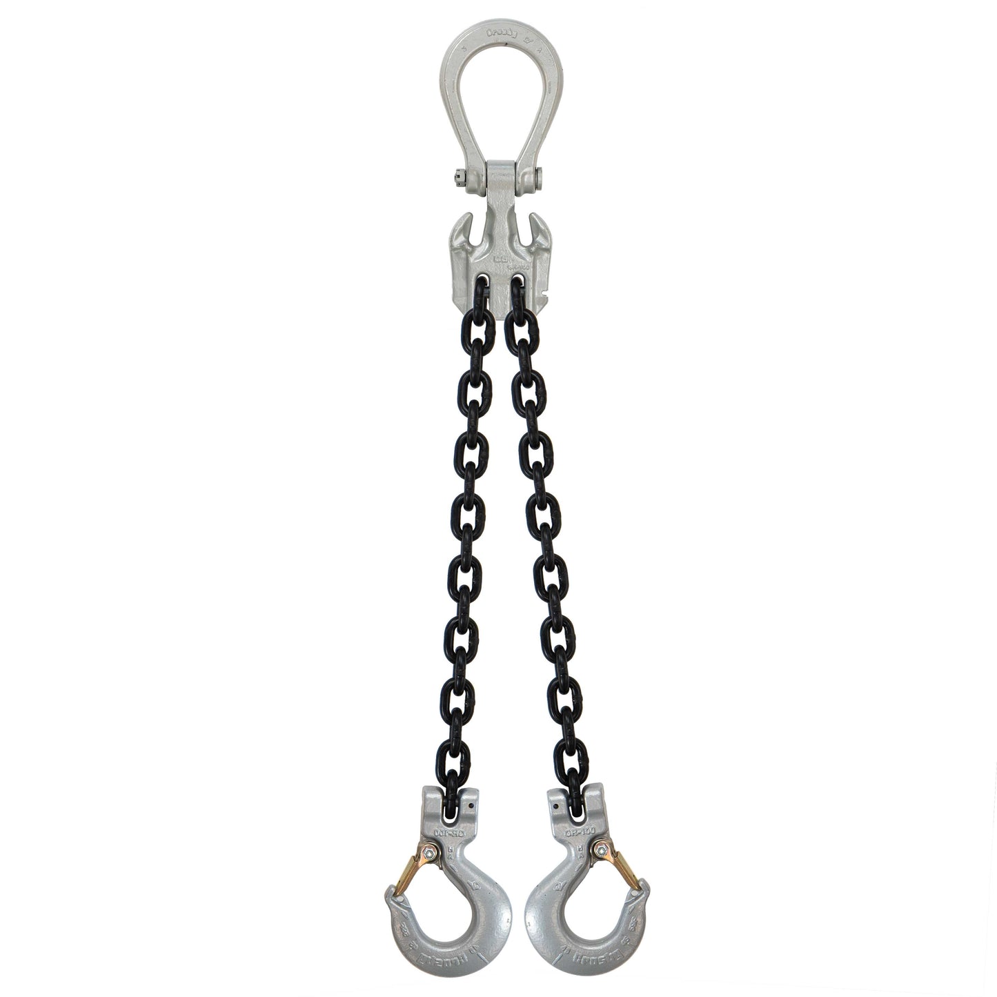 58 inch x 15 foot Domestic Adjustable 2 Leg Chain Sling w Crosby Sling Hooks Grade 100 image 1 of 2