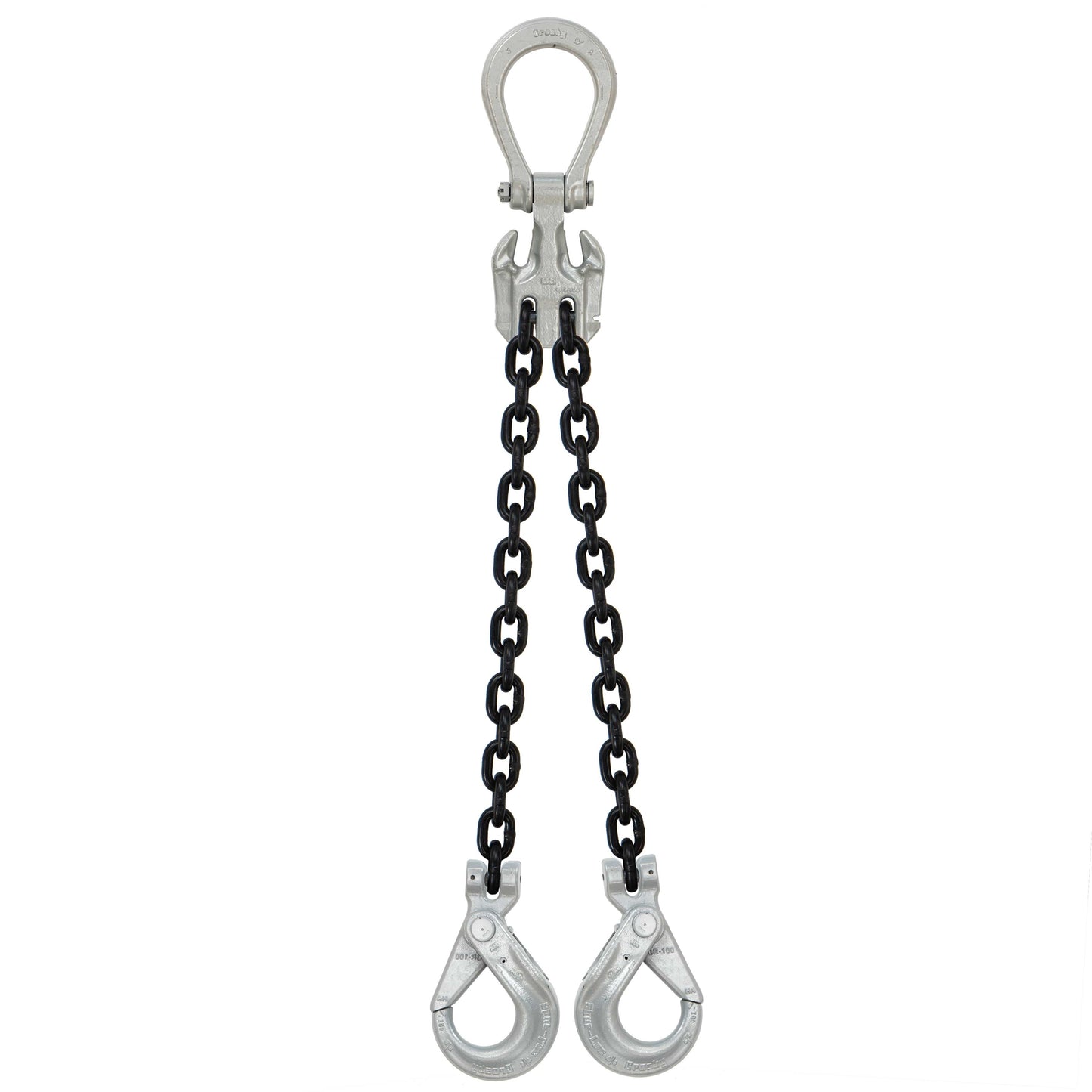 58 inch x 10 foot Domestic Adjustable 2 Leg Chain Sling w Crosby SelfLocking Hooks Grade 100 image 1 of 2