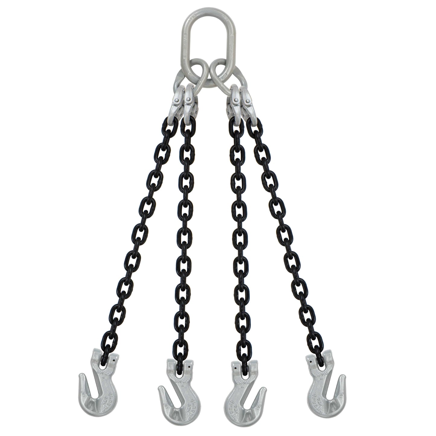 58 inch x 14 foot Domestic 4 Leg Chain Sling w Crosby Grab Hooks Grade 100 image 1 of 2