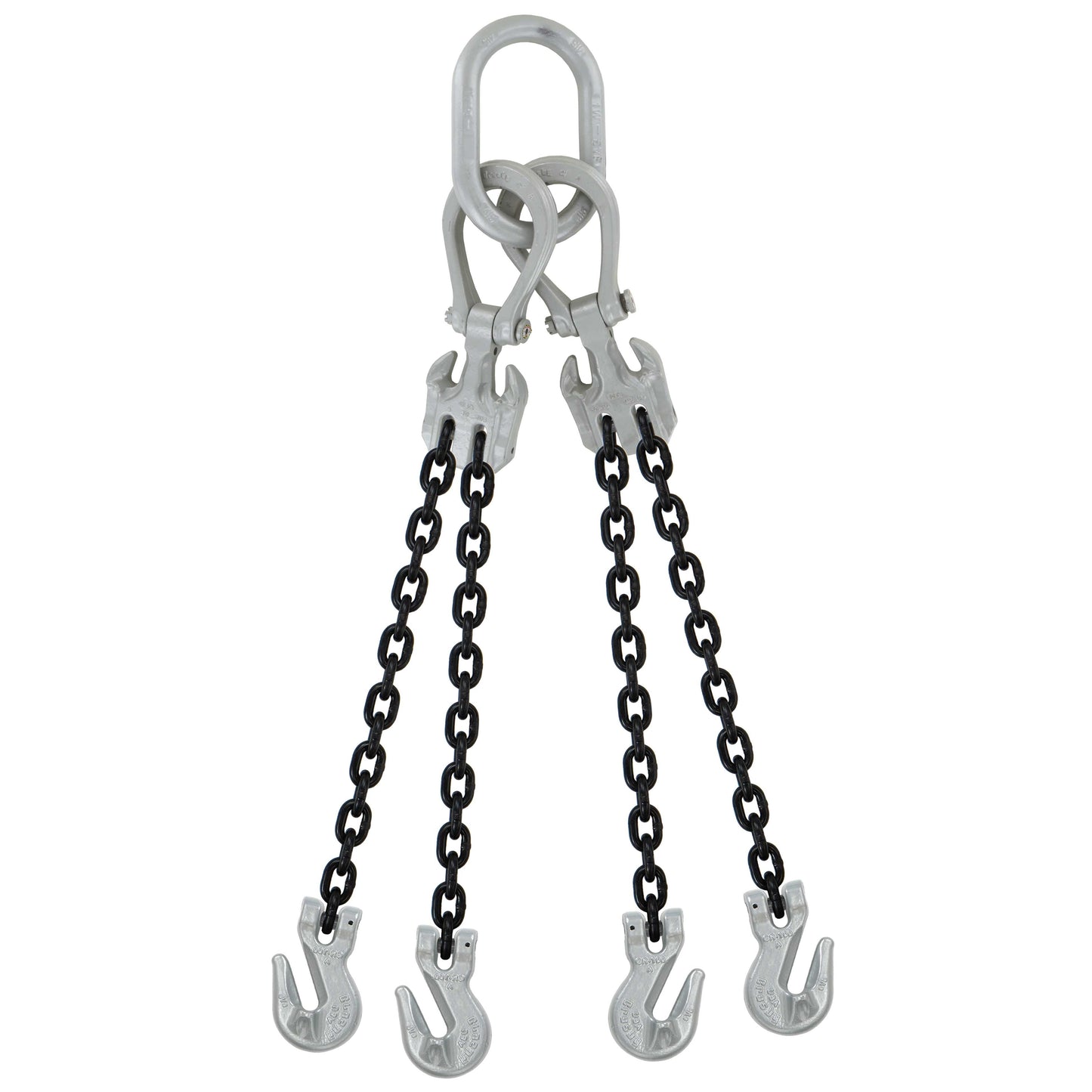 58 inch x 15 foot Domestic Adjustable 4 Leg Chain Sling w Crosby Grab Hooks Grade 100 image 1 of 2