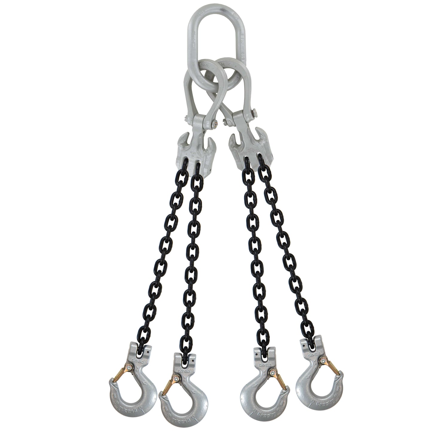 58 inch x 15 foot Domestic Adjustable 4 Leg Chain Sling w Crosby Sling Hooks Grade 100 image 1 of 2