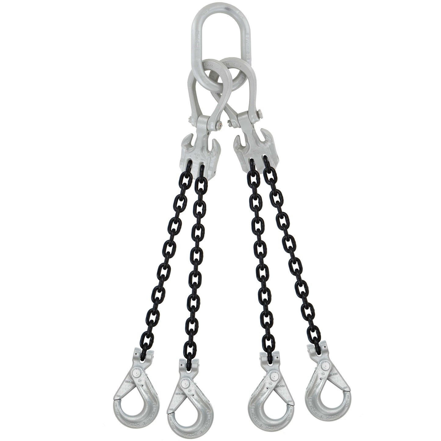 58 inch x 10 foot Domestic Adjustable 4 Leg Chain Sling w Crosby SelfLocking Hooks Grade 100 image 1 of 2