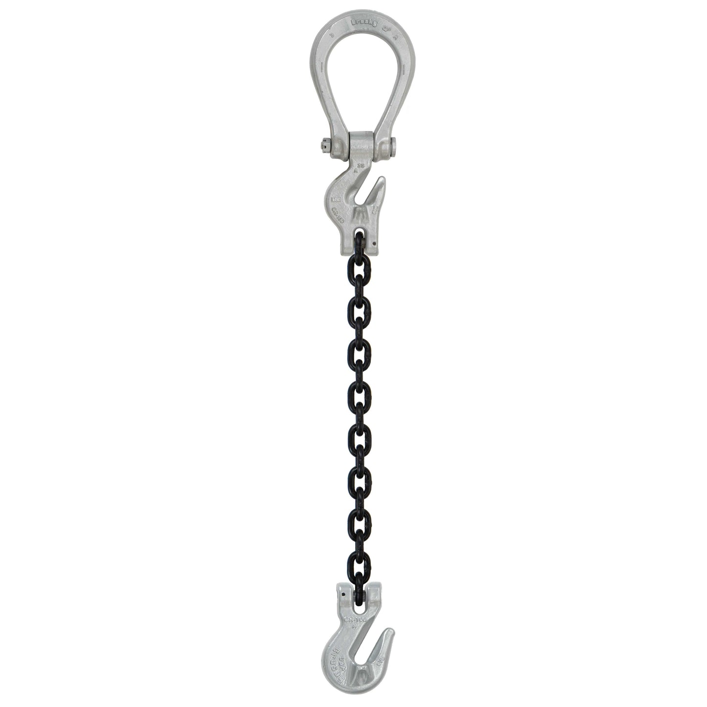 58 inch x 15 foot Domestic Adjustable Single Leg Chain Sling w Crosby Grab Hook Grade 100 image 1 of 2