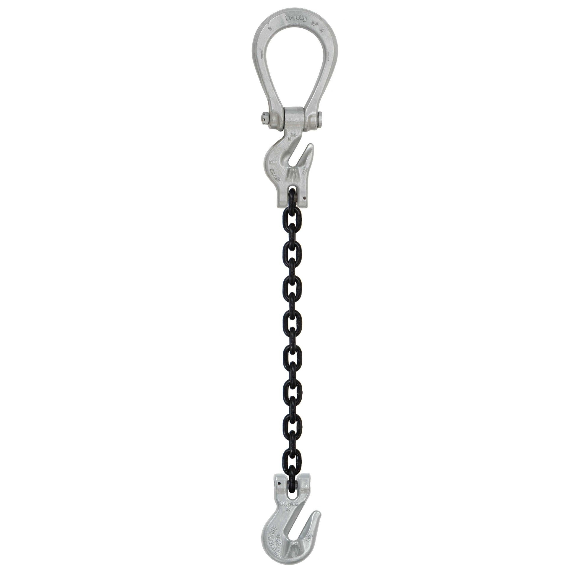 58 inch x 10 foot Domestic Adjustable Single Leg Chain Sling w Crosby Grab Hook Grade 100 image 1 of 2