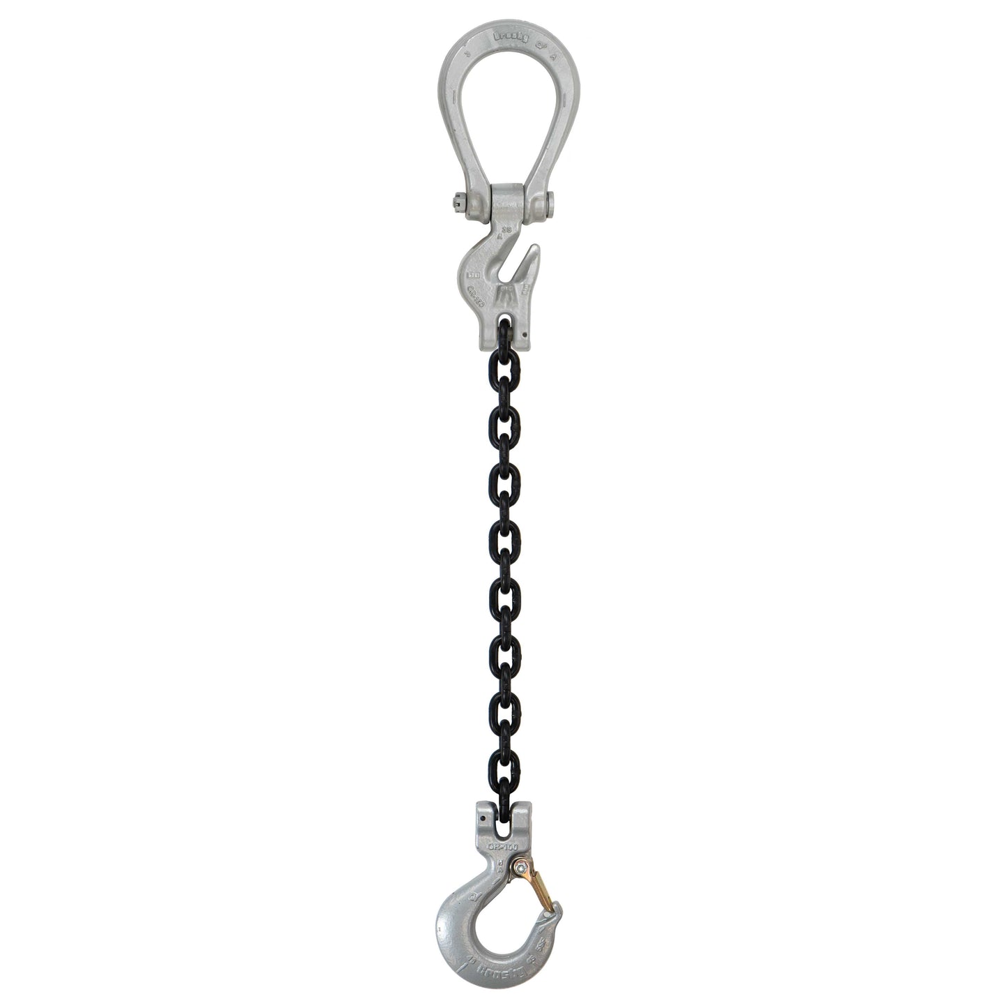 58 inch x 20 foot Domestic Adjustable Single Leg Chain Sling w Crosby Sling Hook Grade 100 image 1 of 2