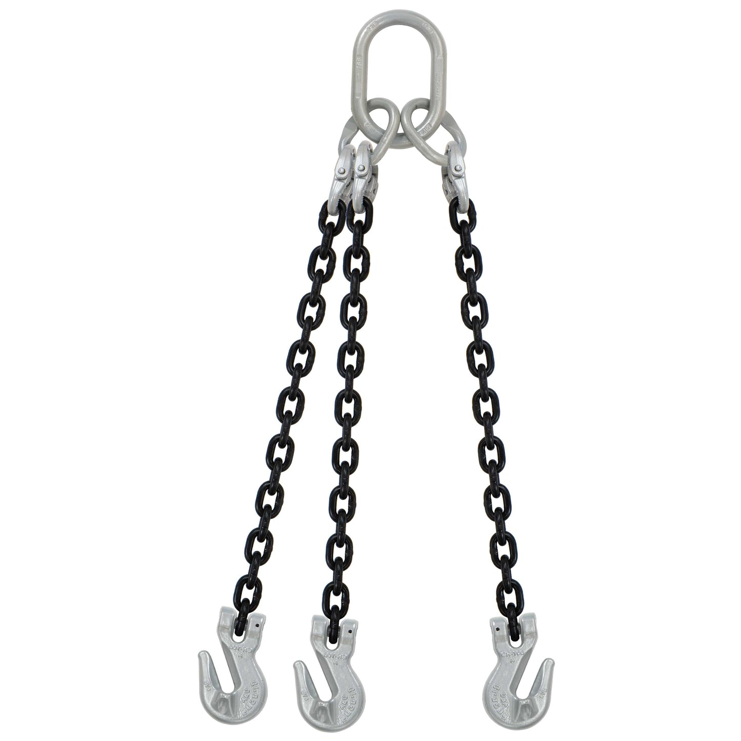 58 inch x 18 foot Domestic 3 Leg Chain Sling w Crosby Grab Hooks Grade 100 image 1 of 2