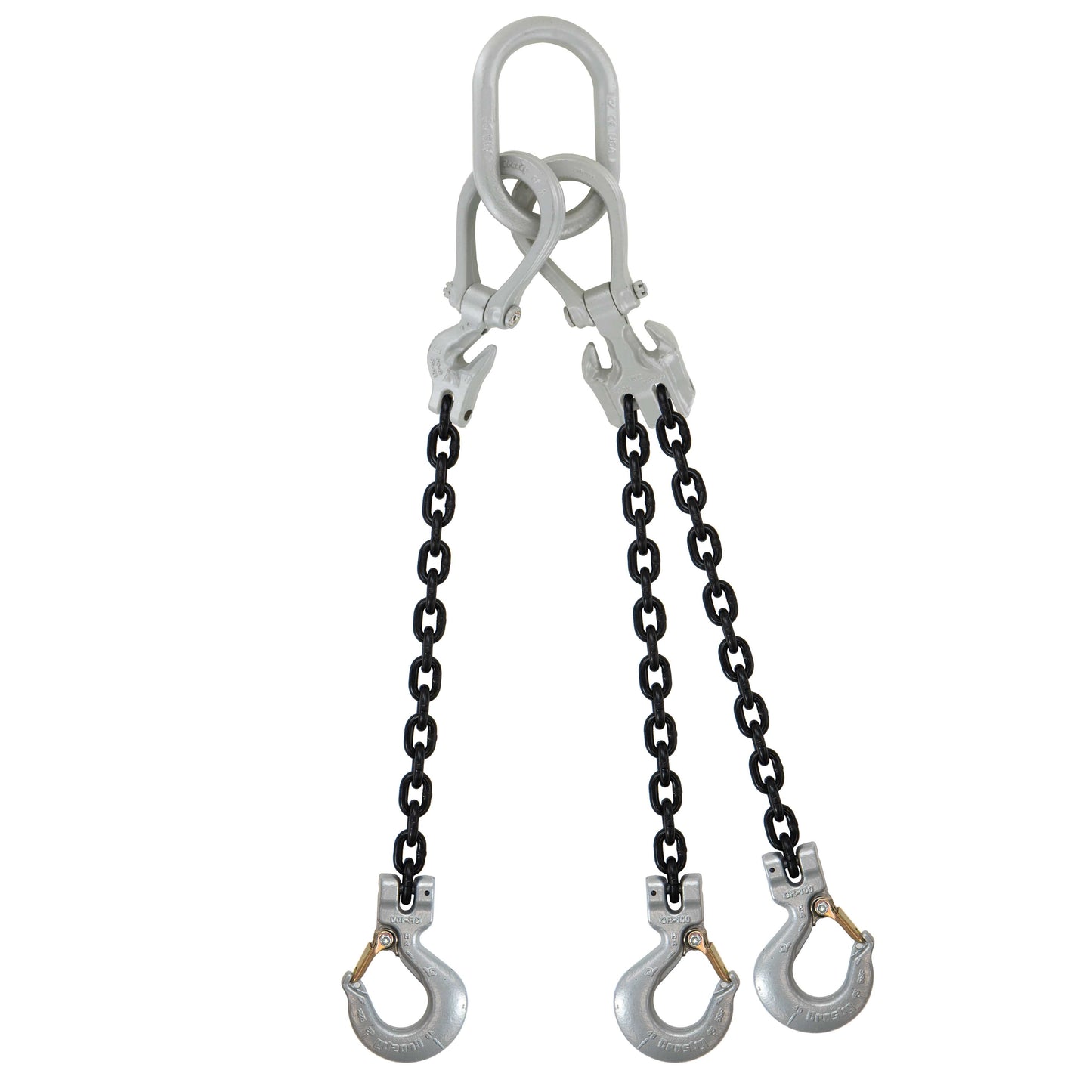 58 inch x 5 foot Domestic Adjustable 3 Leg Chain Sling w Crosby Sling Hooks Grade 100 image 1 of 2