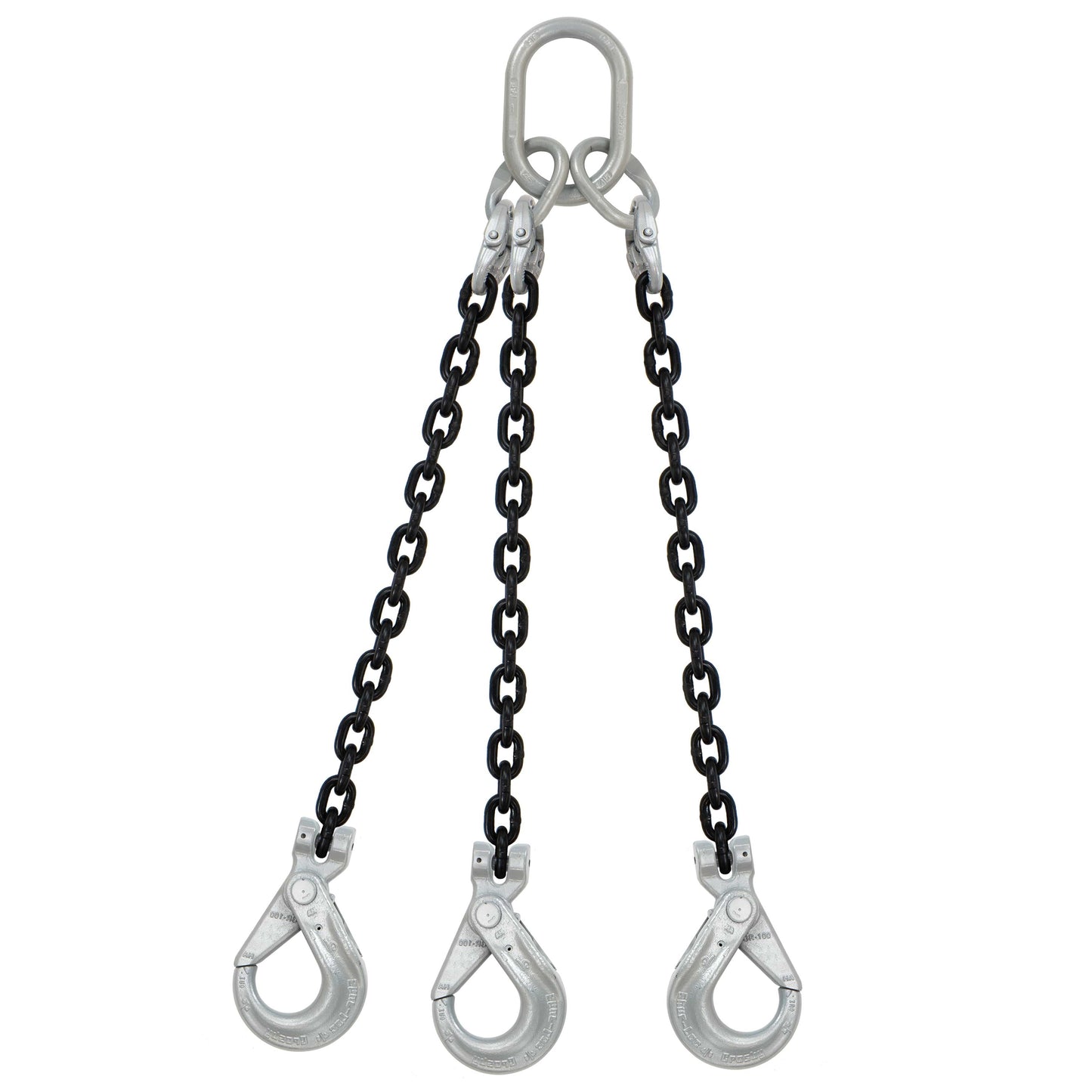 58 inch x 16 foot Domestic 3 Leg Chain Sling w Crosby SelfLocking Hooks Grade 100 image 1 of 2