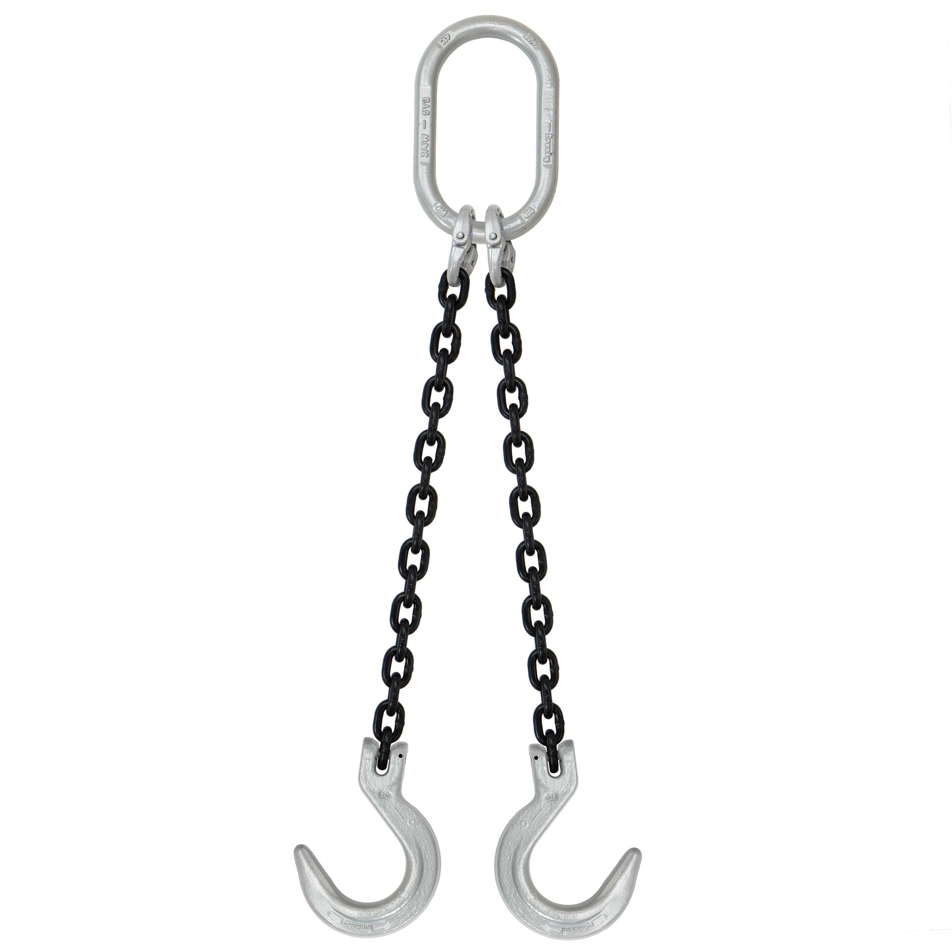 58 inch x 8 foot Domestic 2 Leg Chain Sling w Crosby Foundry Hooks Grade 100 image 1 of 2