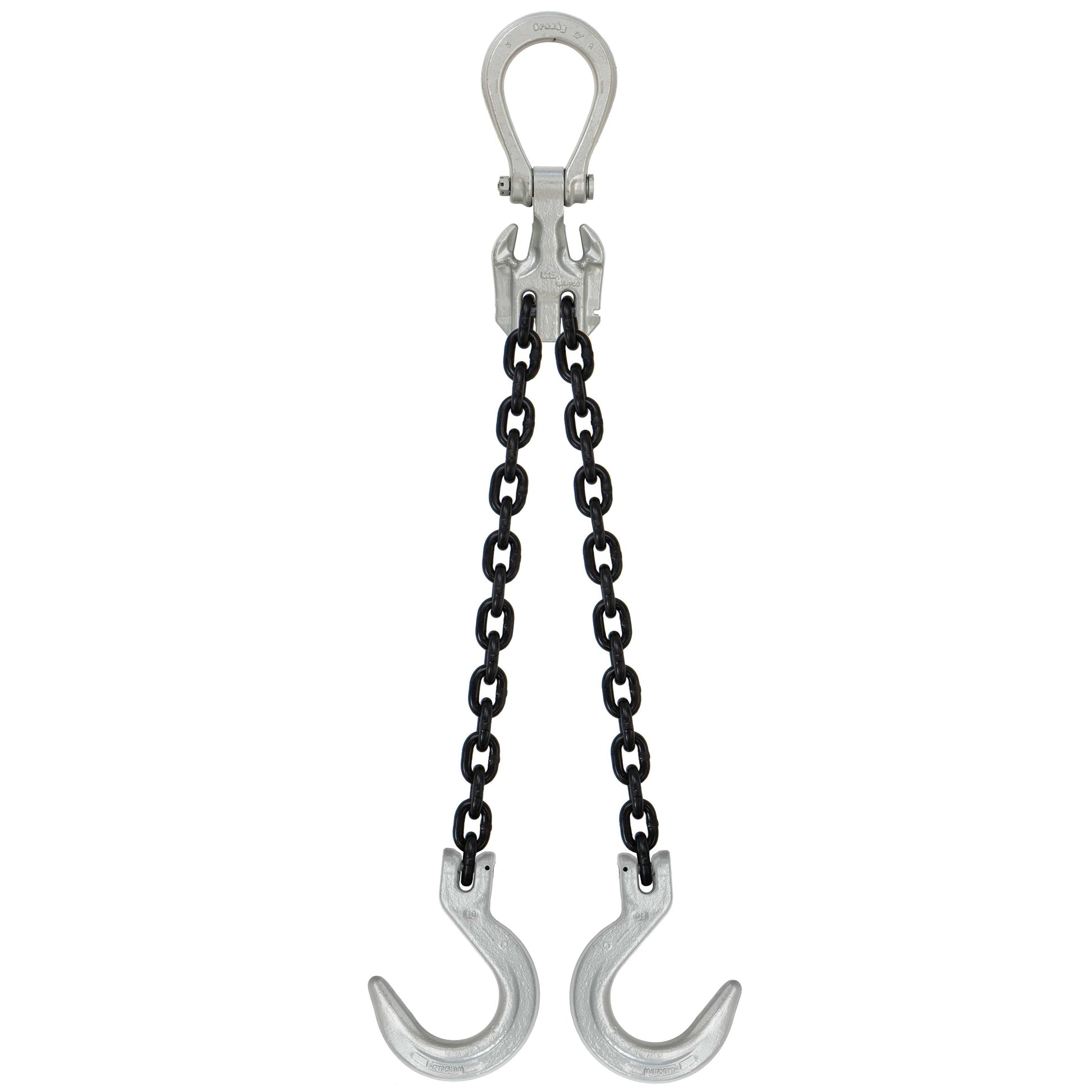 58 inch x 20 foot Domestic Adjustable 2 Leg Chain Sling w Crosby Foundry Hooks Grade 100 image 1 of 2