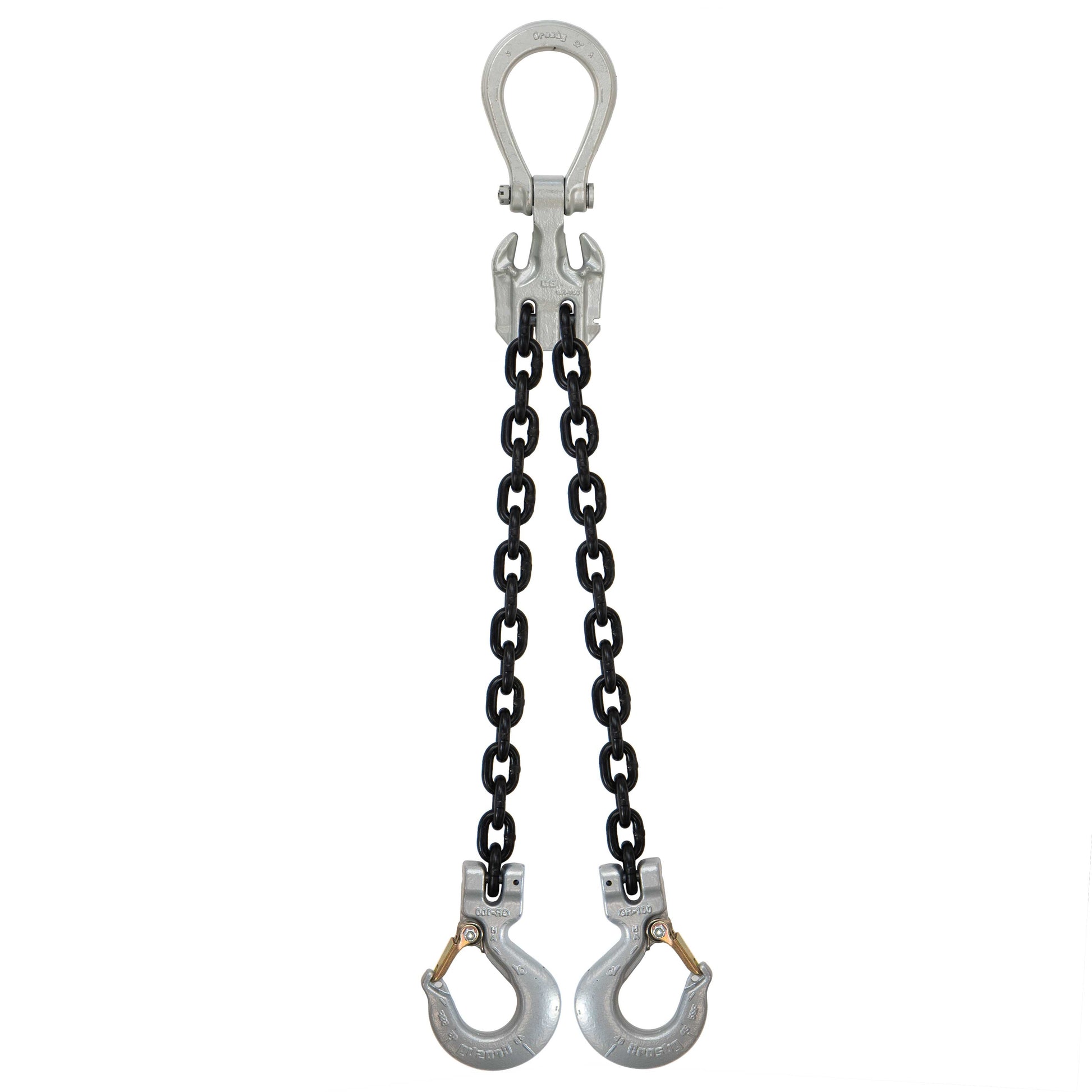 516 inch x 20 foot Domestic Adjustable 2 Leg Chain Sling w Crosby Sling Hooks Grade 100 image 1 of 2