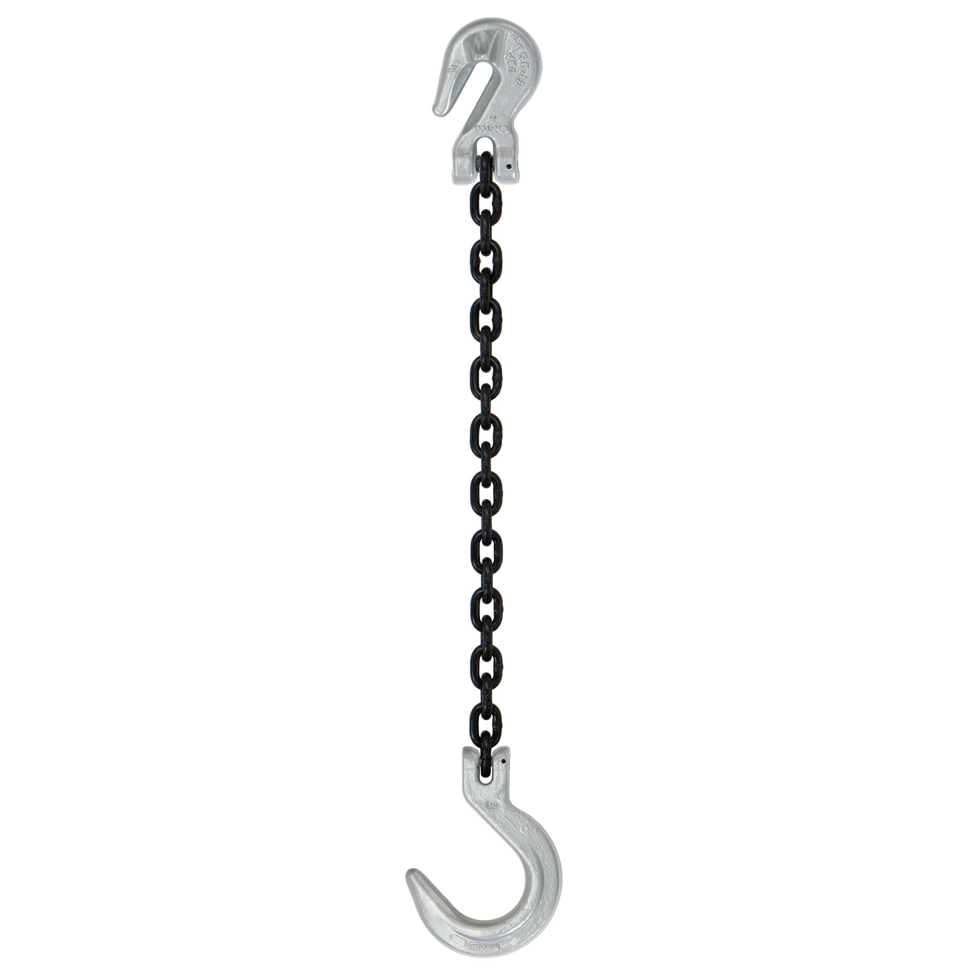 58 inch x 14 foot Domestic Single Leg Chain Sling w Crosby Grab & Foundry Hooks Grade 100 image 1 of 2