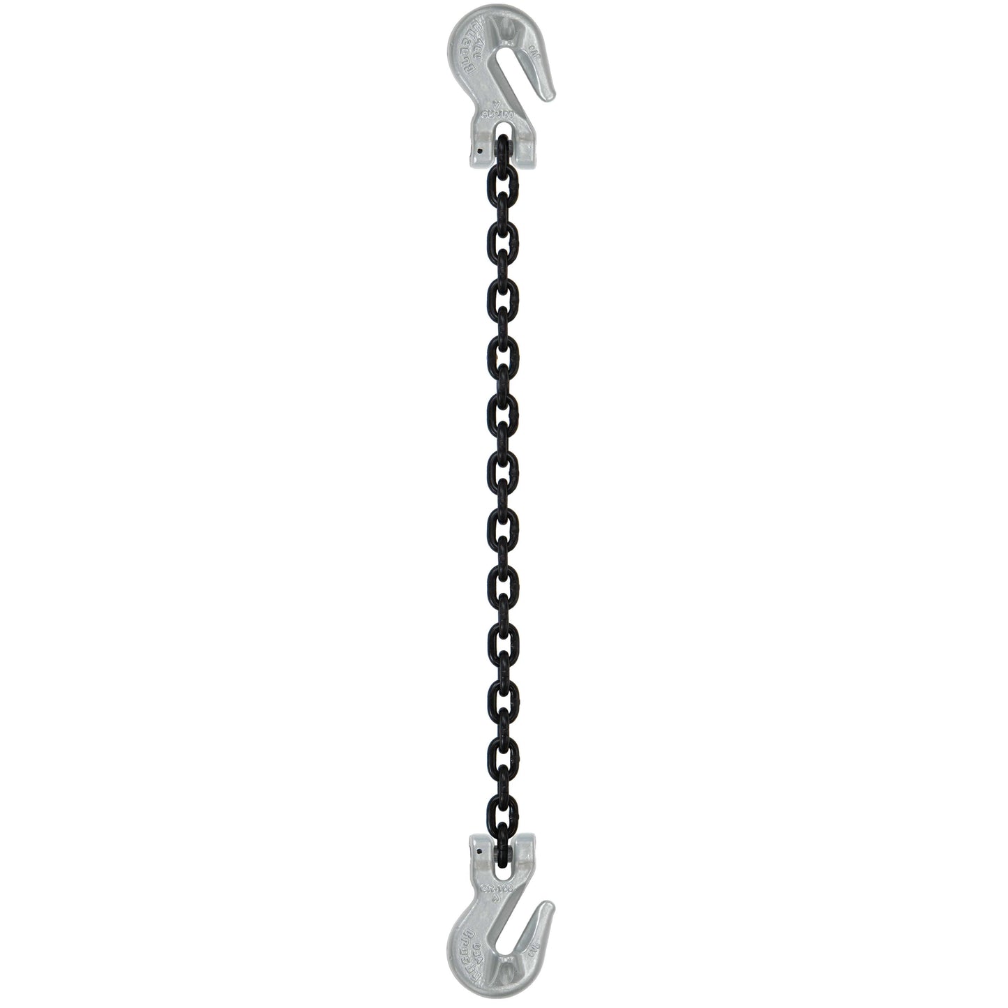 12 inch x 16 foot Domestic Single Leg Chain Sling w Crosby Grab & Grab Hooks Grade 100 image 1 of 2