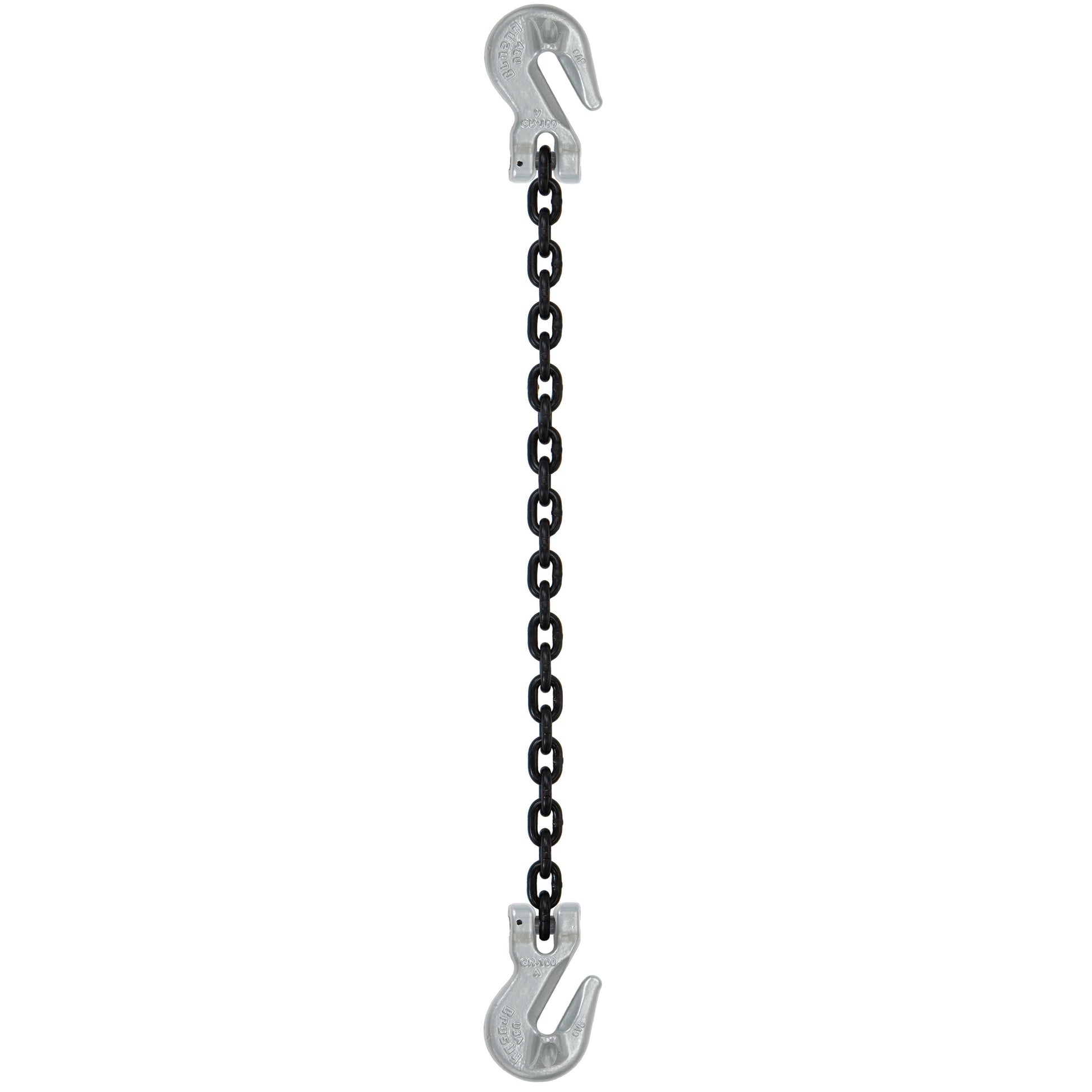 58 inch x 20 foot Domestic Single Leg Chain Sling w Crosby Grab & Grab Hooks Grade 100 image 1 of 2