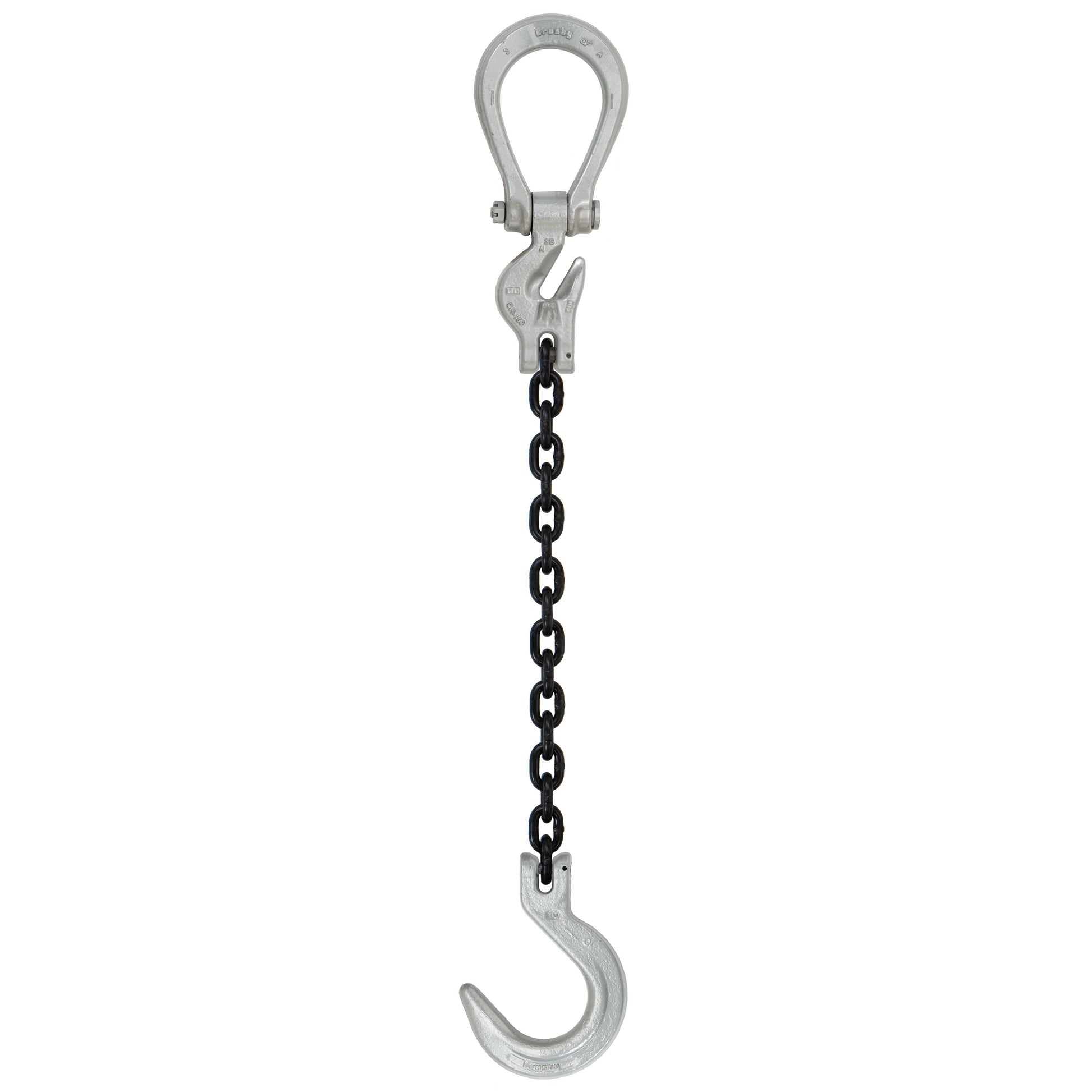 58 inch x 15 foot Domestic Adjustable Single Leg Chain Sling w Crosby Foundry Hook Grade 100 image 1 of 2