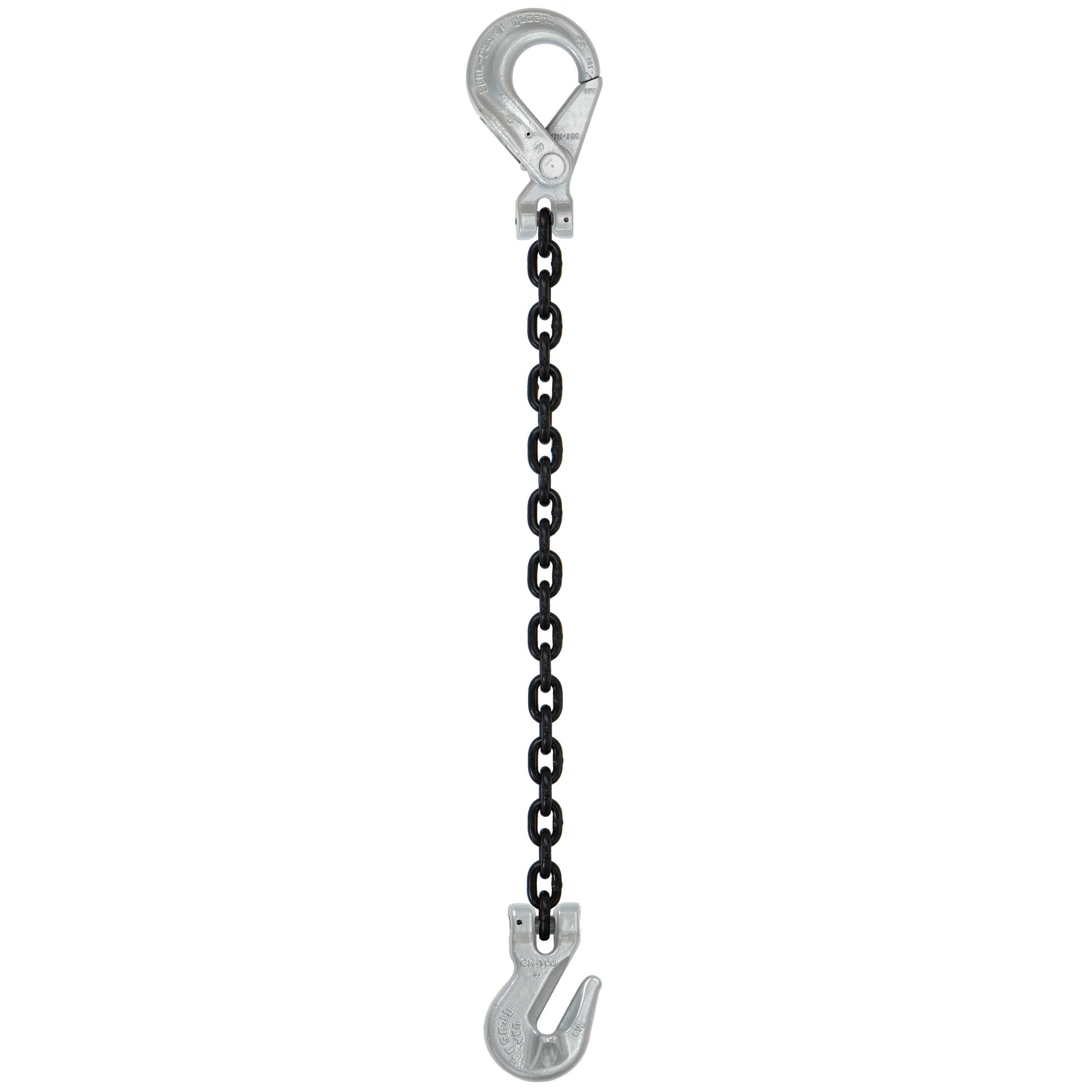 932 inch x 6 foot Domestic Single Leg Chain Sling w Crosby Grab & SelfLocking Hooks Grade 100 image 1 of 2