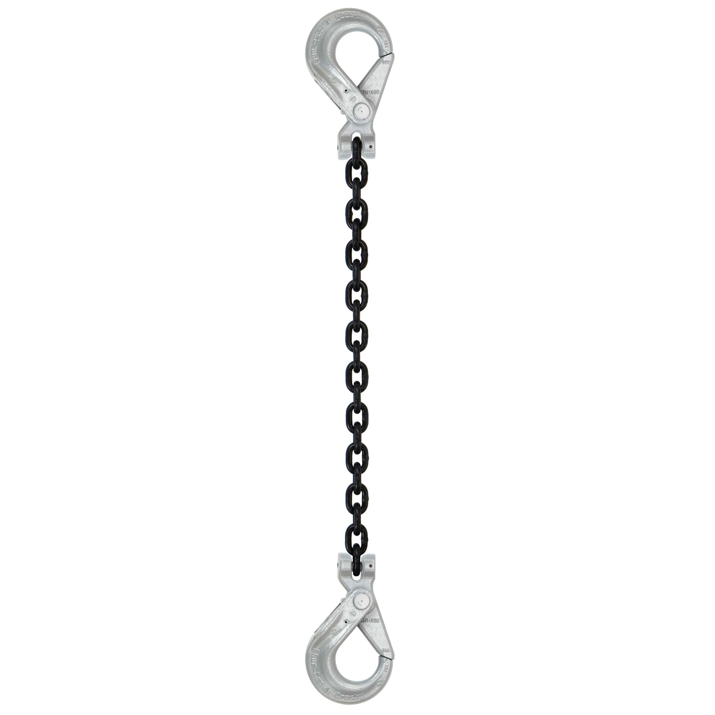 58 inch x 12 foot Domestic Single Leg Chain Sling w Crosby SelfLocking & SelfLocking Hooks Grade 100 image 1 of 2