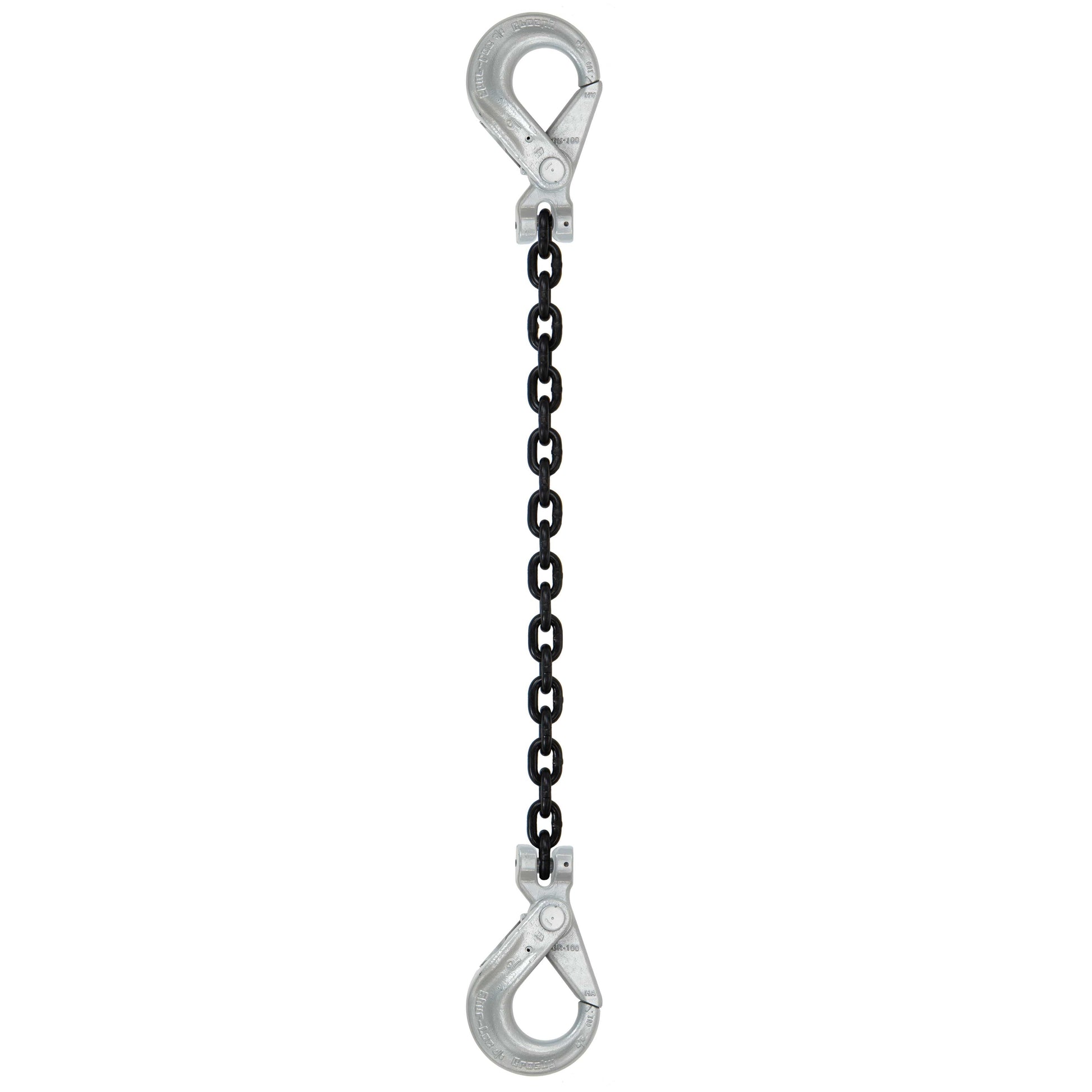 58 inch x 16 foot Domestic Single Leg Chain Sling w Crosby SelfLocking & SelfLocking Hooks Grade 100 image 1 of 2