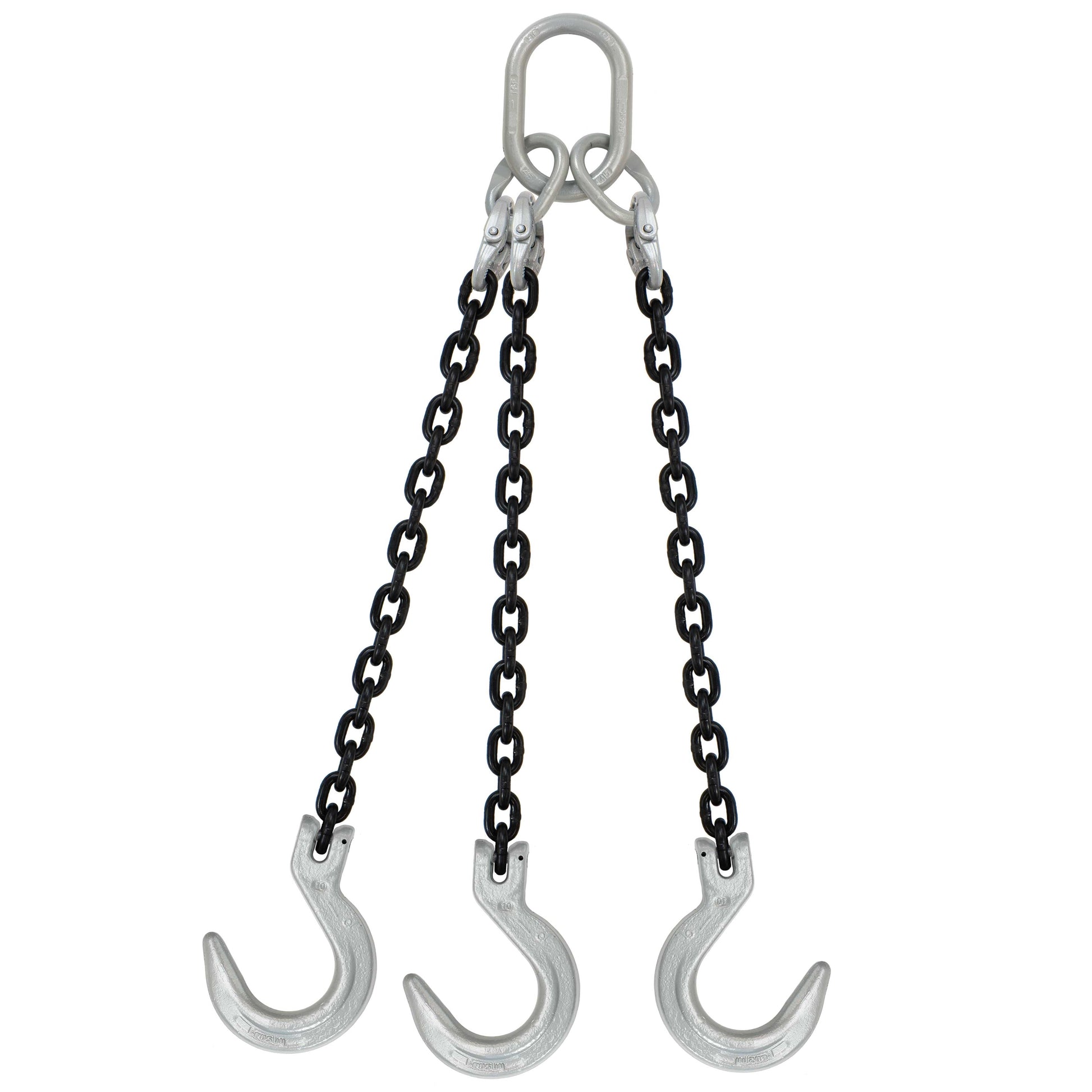 58 inch x 8 foot Domestic 3 Leg Chain Sling w Crosby Foundry Hooks Grade 100 image 1 of 2