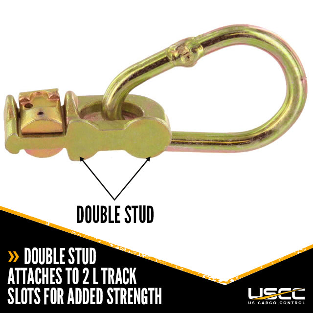 L-Track Double Stud Fitting w/ Pear Link / D-Ring | 5,000 lbs. BS