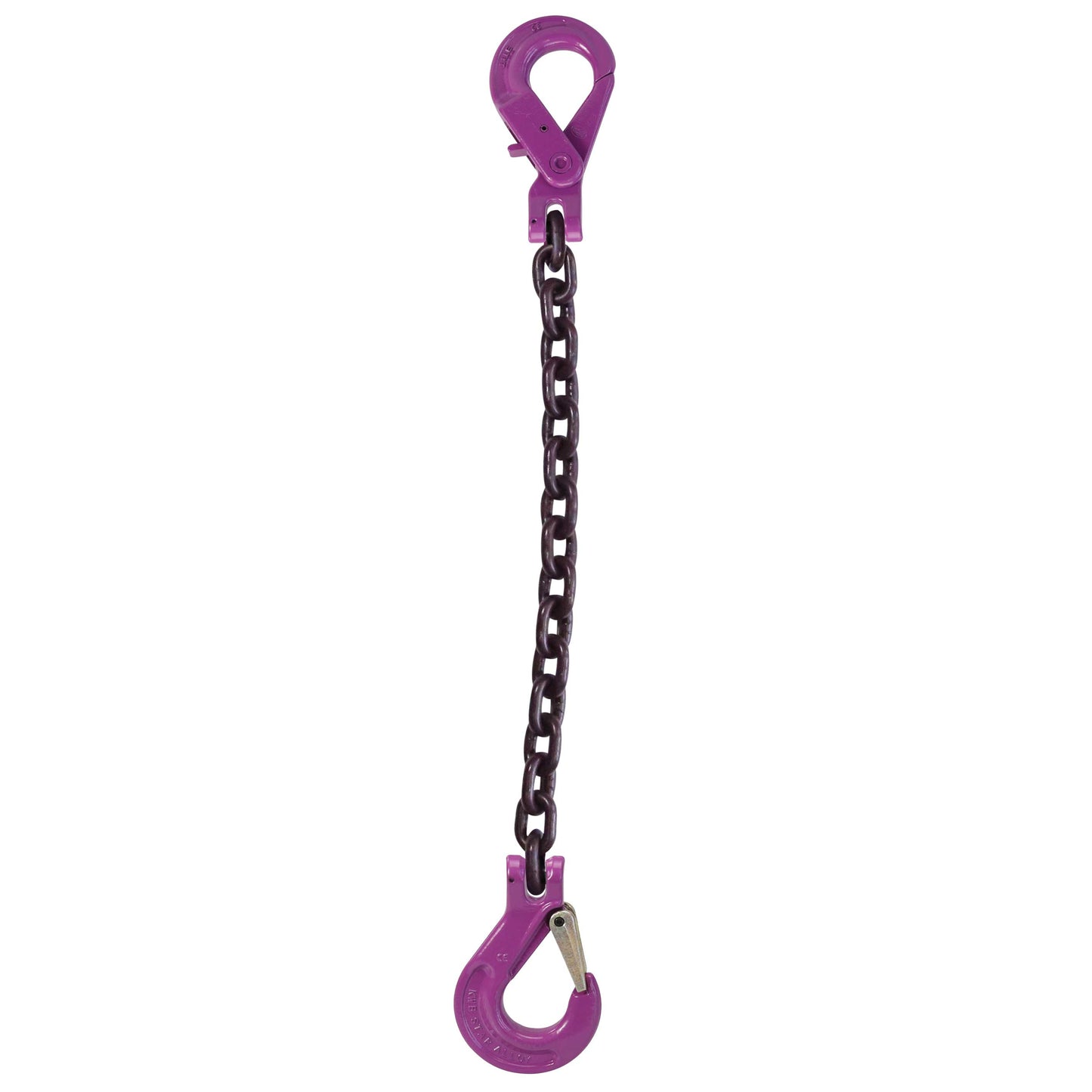 12 inch x 6 foot Single Leg Chain Sling w Sling & SelfLocking Hooks Grade 100 image 1 of 2