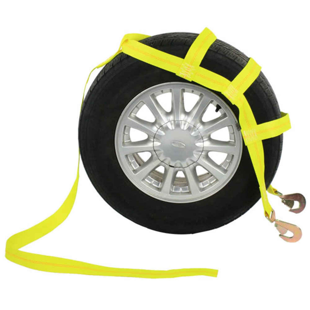 Heavy Duty Car Tire Tow Dolly Straps Basket Strap Adjustable Wheel Net Flat  Hook