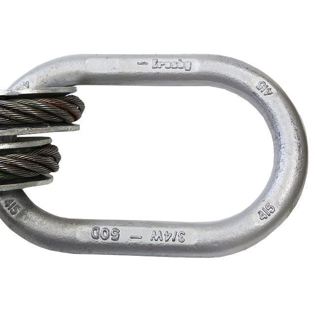 Wire Rope Sling - 2 Leg Bridle w/ Eye Hooks - 1/4 x 4' - Domestic