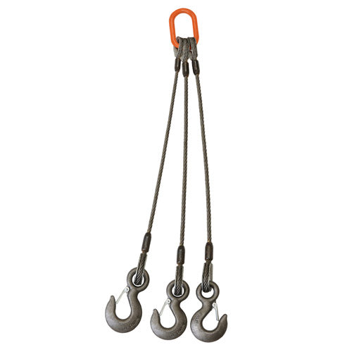 Imported - Wire Rope Sling - Four Leg w/ Latched Sling Hooks - Rope Dia:  1/2 inch - Length